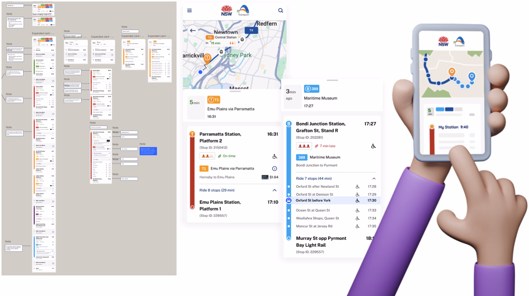 Trip Planner wayfinding experience shown on a mobile device, built on the shared design foundation.
